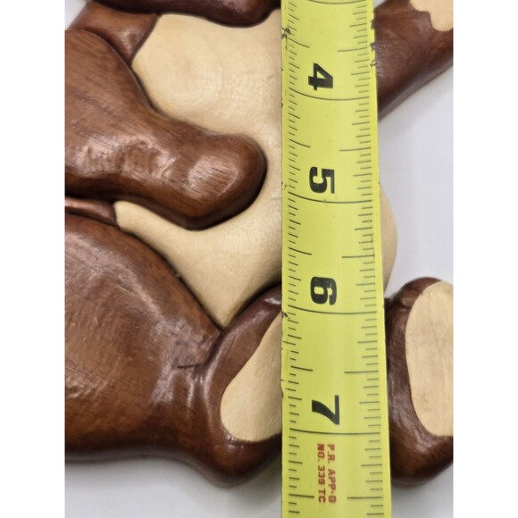 Vintage Wood Carved Tedfy Bear Hand Crafted Folk Art 2 Tone Wall Hanger 7" tall - Picture 5 of 8